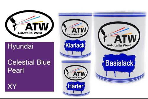 Hyundai, Celestial Blue Pearl, XY: 1L Lackdose + 1L Klarlack + 500ml Härter - Set, von ATW Autoteile West.